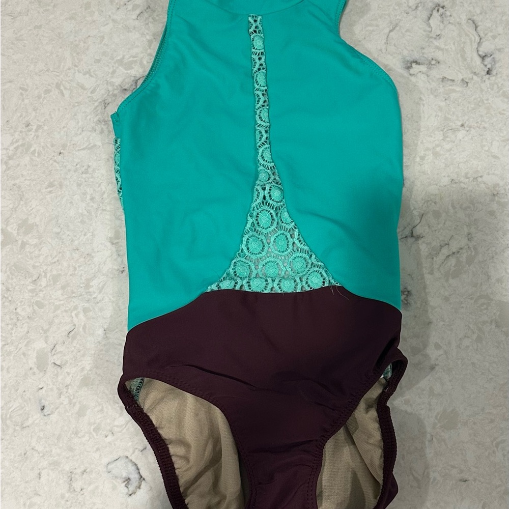 Five Teal and Maroon Leotard